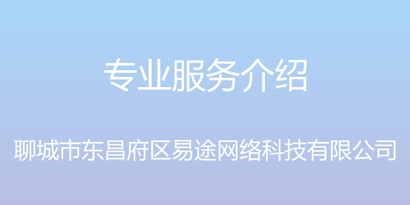 专业服务介绍 - 聊城市东昌府区易途网络科技有限公司