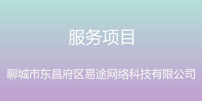 服务项目 - 聊城市东昌府区易途网络科技有限公司